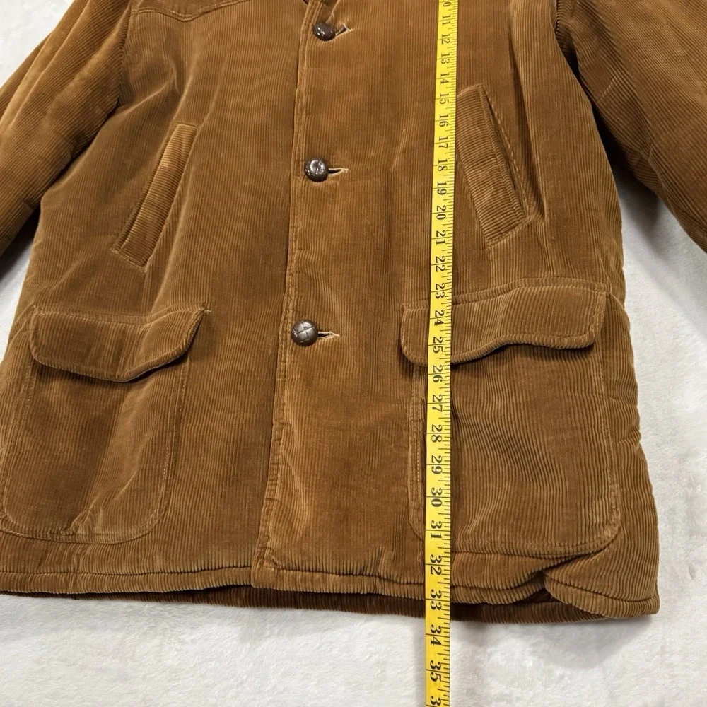 Vintage 70s Brown Corduroy Field Coat‎ XL Puff Quilted Lined Barn Utility Jacket